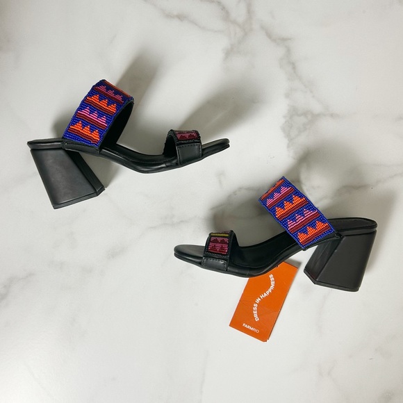 Farm Rio Beaded Block Heel Slide Sandals - Picture 2 of 9